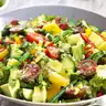 Garden Salad — Lettuce, tomato, cucumber, onion, green pepper, cheese, and olive